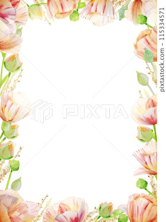 Floral frame  isolated on white. Floral border. Watercolor illustration. 115334571