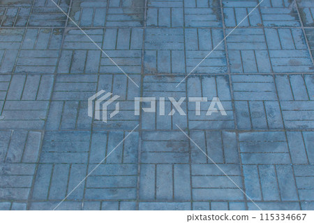 Old Dirty Blue Paving Slabs Stone Mosaic Floor Street Surface City Road Texture Background 115334667