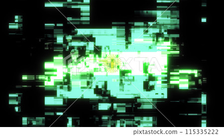 3D rendering flag Argentina with screen effects of technological glitches 3D rendering flag Argentina with screen effects of technological glitches 115335222