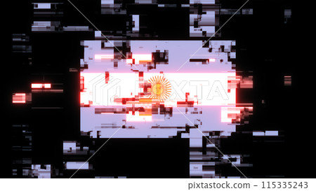 3D rendering flag Argentina with screen effects of technological glitches 115335243