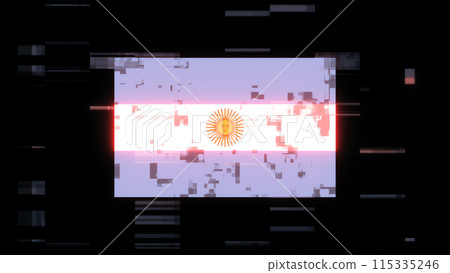 3D rendering flag Argentina with screen effects of technological glitches 3D rendering flag Argentina with screen effects of technological glitches 115335246
