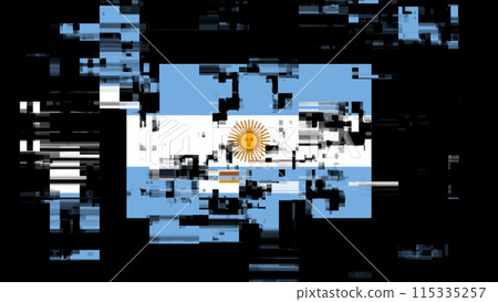 3D rendering flag Argentina with screen effects of technological glitches 3D rendering flag Argentina with screen effects of technological glitches 115335257