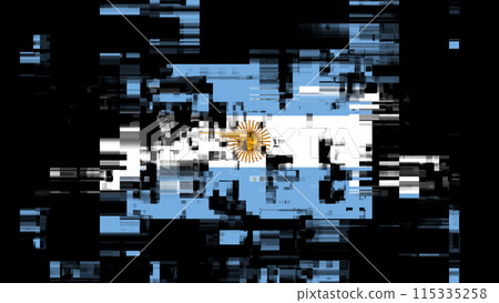 3D rendering flag Argentina with screen effects of technological glitches 3D rendering flag Argentina with screen effects of technological glitches 115335258