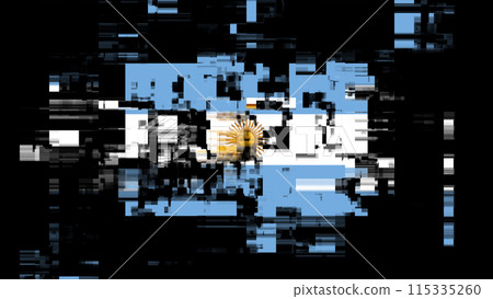 3D rendering flag Argentina with screen effects of technological glitches 115335260