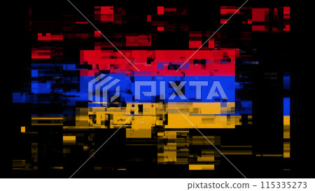 3D rendering flag Armenia with screen effects of technological glitches 3D rendering flag Armenia with screen effects of technological glitches 115335273