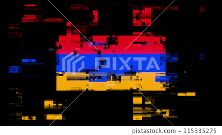 3D rendering flag Armenia with screen effects of technological glitches 115335275