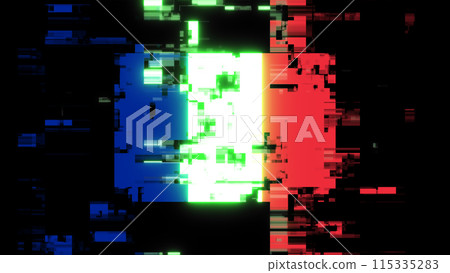 3D rendering flag France with screen effects of technological glitches 3D rendering flag France with screen effects of technological glitches 115335283