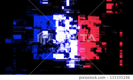 3D rendering flag France with screen effects of technological glitches 115335298