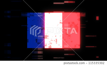 3D rendering flag France with screen effects of technological glitches 3D rendering flag France with screen effects of technological glitches 115335302