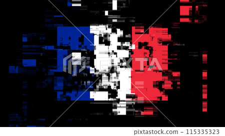 3D rendering flag France with screen effects of technological glitches 115335323