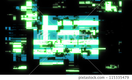 3D rendering flag Greece with screen effects of technological glitches 115335479