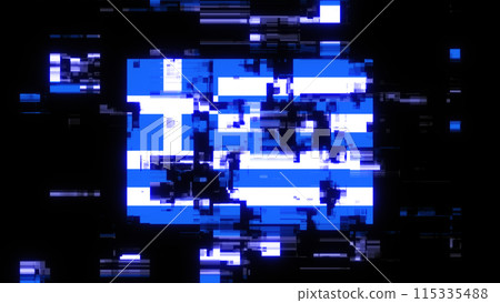 3D rendering flag Greece with screen effects of technological glitches 3D rendering flag Greece with screen effects of technological glitches 115335488