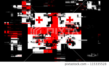 3D rendering flag Georgia with screen effects of technological glitches 115335528