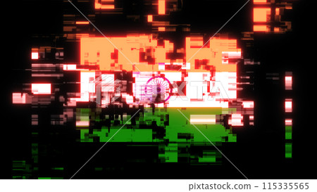 3D rendering flag India with screen effects of technological glitches 3D rendering flag India with screen effects of technological glitches 115335565
