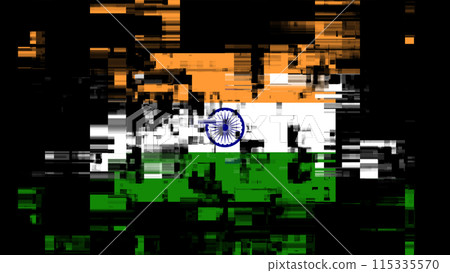 3D rendering flag India with screen effects of technological glitches 3D rendering flag India with screen effects of technological glitches 115335570