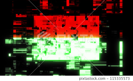 3D rendering flag Indonesia with screen effects of technological glitches 115335573