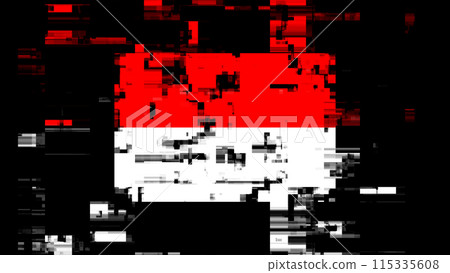 3D rendering flag Indonesia with screen effects of technological glitches 3D rendering flag Indonesia with screen effects of technological glitches 115335608