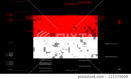 3D rendering flag Indonesia with screen effects of technological glitches 3D rendering flag Indonesia with screen effects of technological glitches 115335609