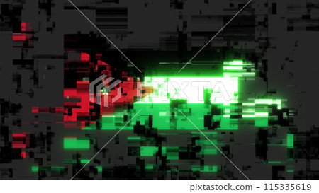 3D rendering flag Jordan with screen effects of technological glitches 115335619