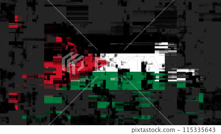 3D rendering flag Jordan with screen effects of technological glitches 3D rendering flag Jordan with screen effects of technological glitches 115335643