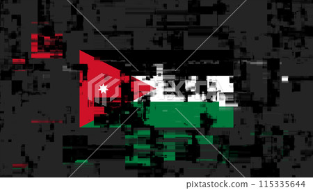 3D rendering flag Jordan with screen effects of technological glitches 115335644