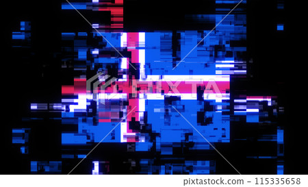 3D rendering flag Iceland with screen effects of technological glitches 3D rendering flag Iceland with screen effects of technological glitches 115335658