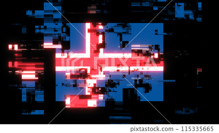 3D rendering flag Iceland with screen effects of technological glitches 115335665