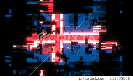 3D rendering flag Iceland with screen effects of technological glitches 115335666