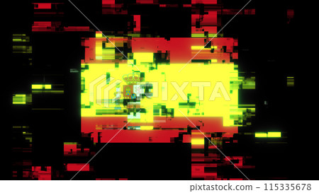 3D rendering flag Spain with screen effects of technological glitches 115335678