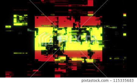 3D rendering flag Spain with screen effects of technological glitches 115335683