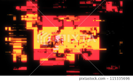 3D rendering flag Spain with screen effects of technological glitches 3D rendering flag Spain with screen effects of technological glitches 115335696
