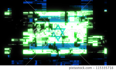 3D rendering flag Israel with screen effects of technological glitches 3D rendering flag Israel with screen effects of technological glitches 115335718