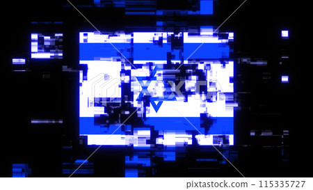 3D rendering flag Israel with screen effects of technological glitches 3D rendering flag Israel with screen effects of technological glitches 115335727