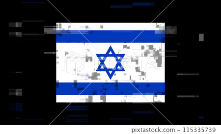 3D rendering flag Israel with screen effects of technological glitches 3D rendering flag Israel with screen effects of technological glitches 115335739