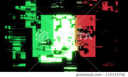 3D rendering flag Italy with screen effects of technological glitches 115335748