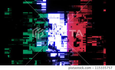3D rendering flag Italy with screen effects of technological glitches 115335757