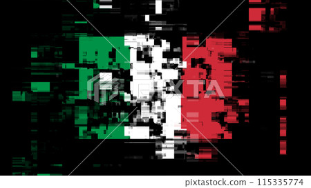 3D rendering flag Italy with screen effects of technological glitches 115335774