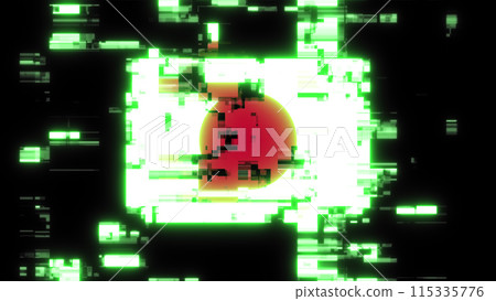 3D rendering flag Japan with screen effects of technological glitches 3D rendering flag Japan with screen effects of technological glitches 115335776
