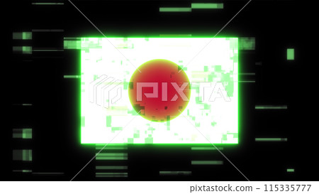 3D rendering flag Japan with screen effects of technological glitches 3D rendering flag Japan with screen effects of technological glitches 115335777