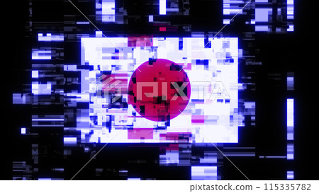 3D rendering flag Japan with screen effects of technological glitches 115335782