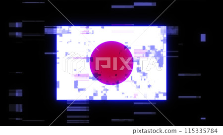 3D rendering flag Japan with screen effects of technological glitches 115335784