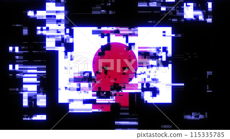 3D rendering flag Japan with screen effects of technological glitches 115335785
