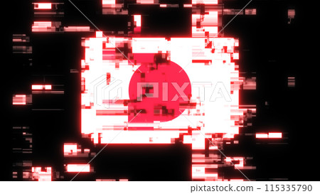 3D rendering flag Japan with screen effects of technological glitches 115335790