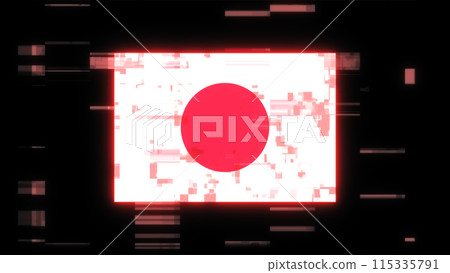 3D rendering flag Japan with screen effects of technological glitches 3D rendering flag Japan with screen effects of technological glitches 115335791