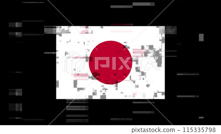 3D rendering flag Japan with screen effects of technological glitches 115335798