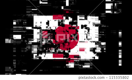 3D rendering flag Japan with screen effects of technological glitches 115335802