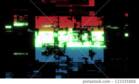 3D rendering flag Netherlands with screen effects of technological glitches 115335808