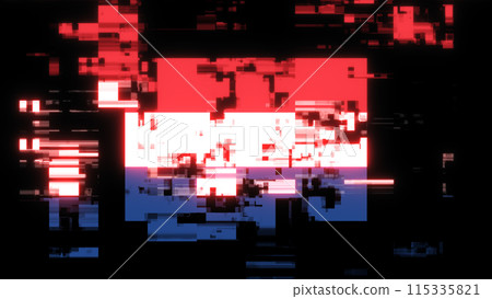 3D rendering flag Netherlands with screen effects of technological glitches 115335821