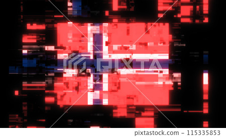 3D rendering flag Norway with screen effects of technological glitches 115335853