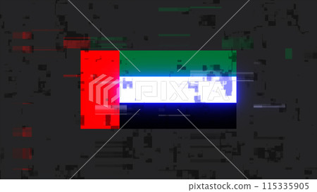 3D rendering flag UAE with screen effects of technological glitches 3D rendering flag UAE with screen effects of technological glitches 115335905